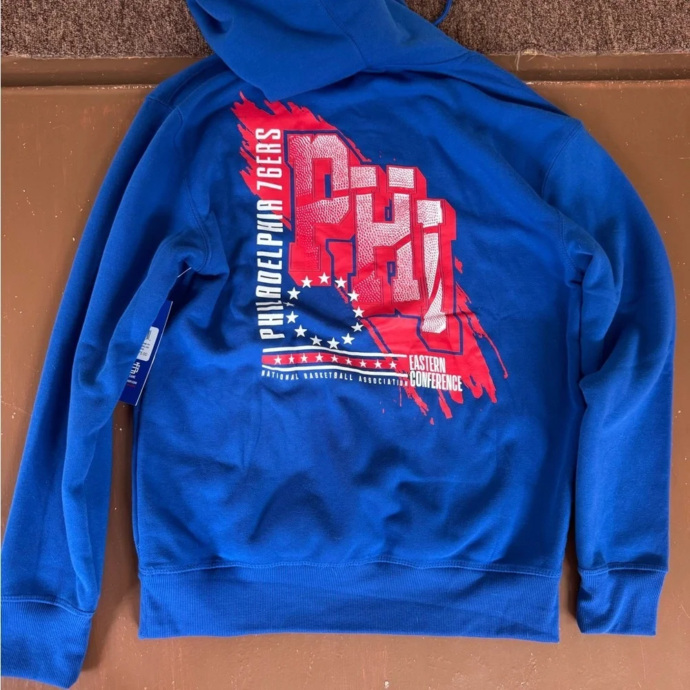 Philadelphia 76ers Royal Blue Pullover Hoodie Sweatshirt - Men’s Medium - NWT
